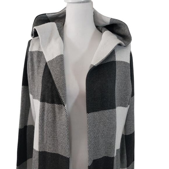 RACHEL ZOE! DOVE GRAY & WHITE OVERSIZED, HOODED DUSTER STYLE SWEATER! SZ M - Picture 4 of 9